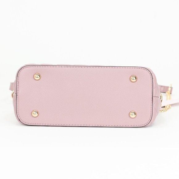 Mauve Quilted Faux Leather Purse Chain Strap Cross Body Shoulder Bag - Picture 4 of 10